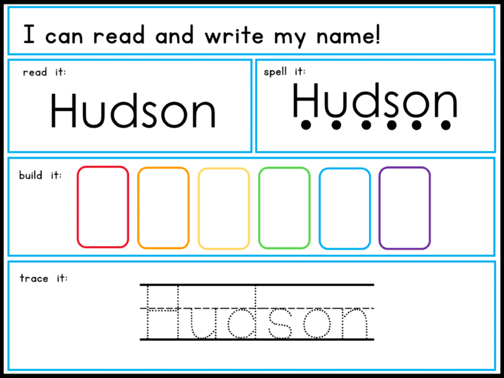 Build confidence and name writing success with editable name boards.